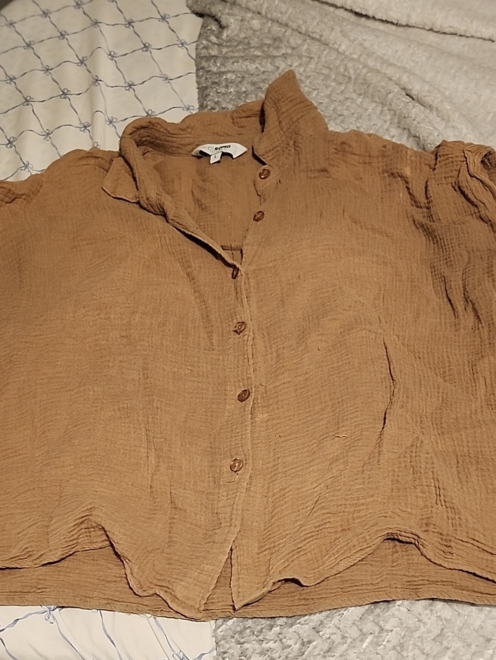 Ci Sono Rustic Brown Button-Front Women’s Top